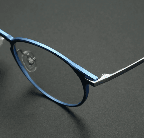 Blue titanium rimless glasses